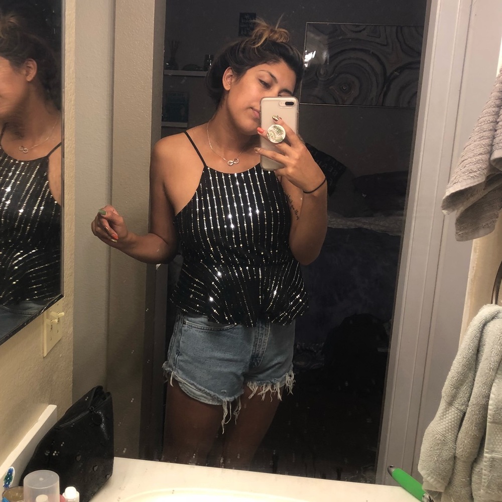 Glitzy black crop top